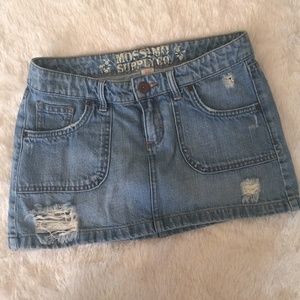Vintage Denim Skirt, Distressed Cotton